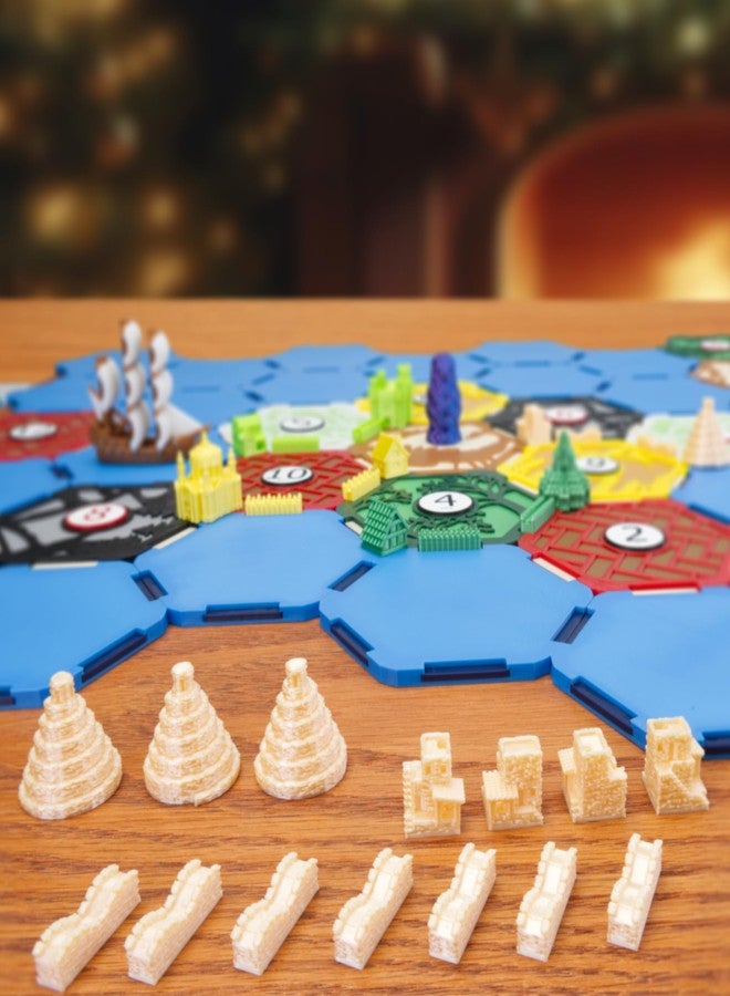 BKPrint3D Custom Civilizations for Catan Board Game | Replacement Player Sets | Settlers Pieces | Base Cities Settlements Roads | 3D Printed | (Saracens Base Set) - Image 2